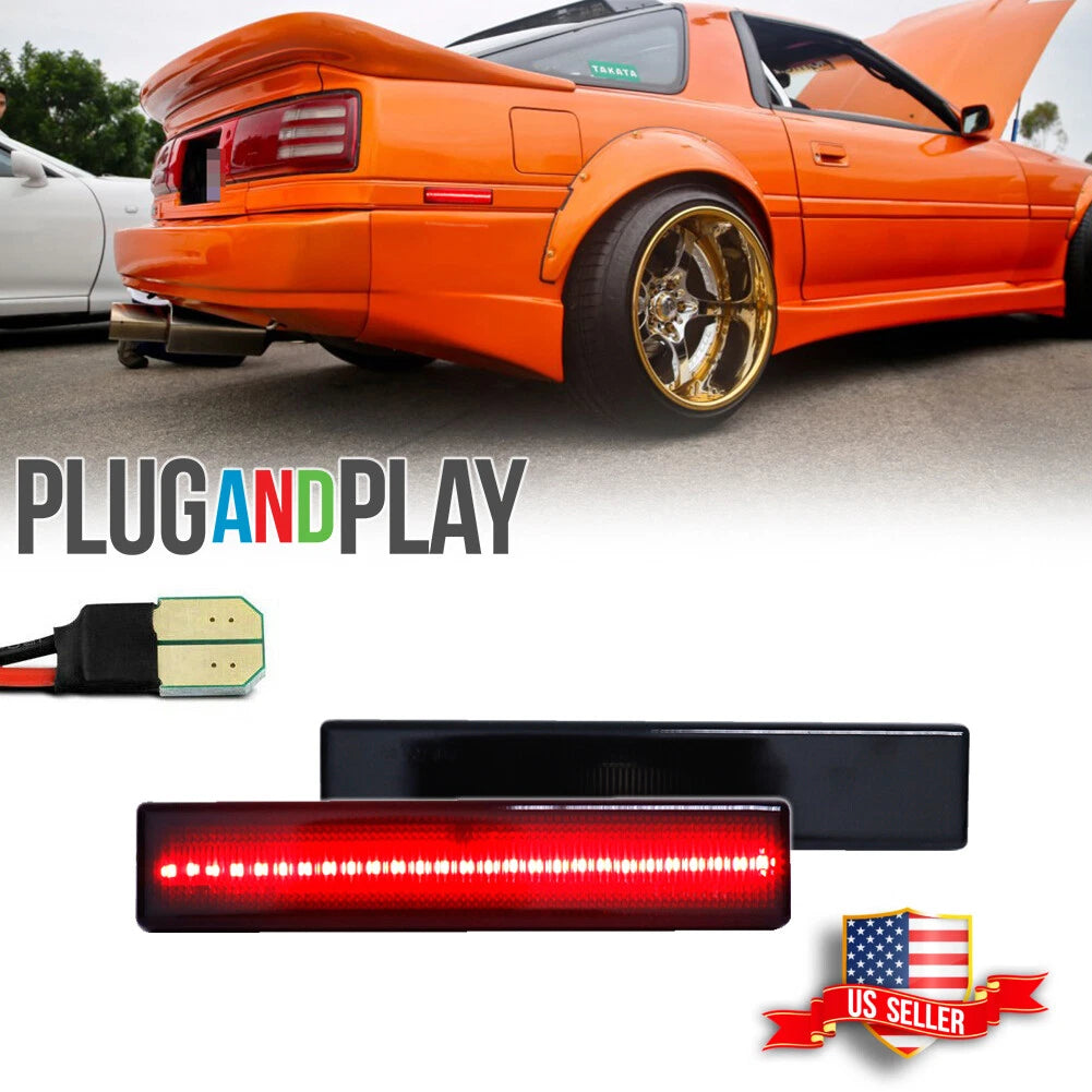 2X Smoked Red LED Rear Bumper Side Marker Lights for Toyota Supra (1986–1992)
