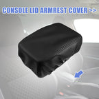 Center Console Armrest Cover for Hyundai Tucson 2016-2021 Faux Leather Black