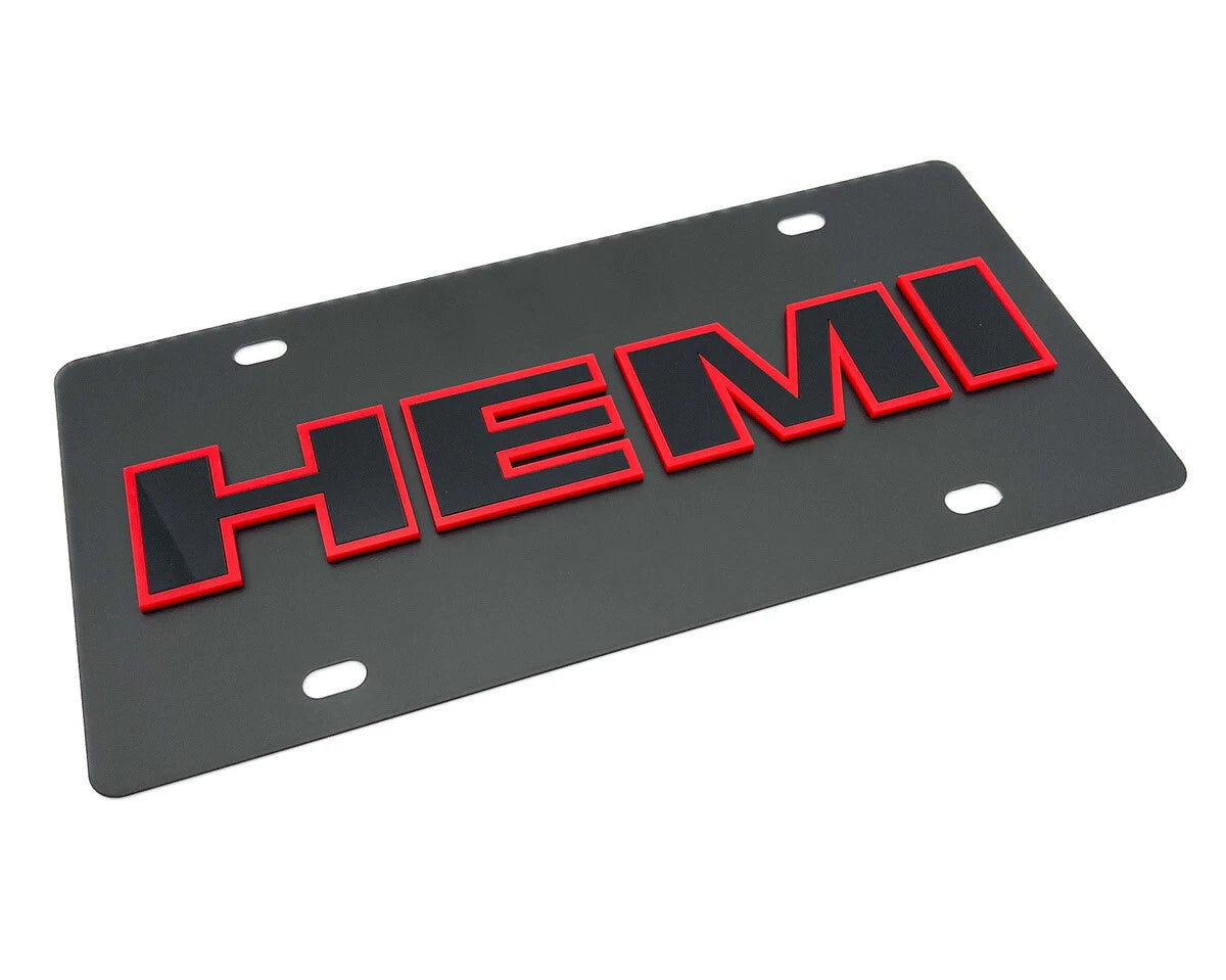 License Plate Frame Replacement for Dodge HEMI Emblem with Red Black (2005–2015)
