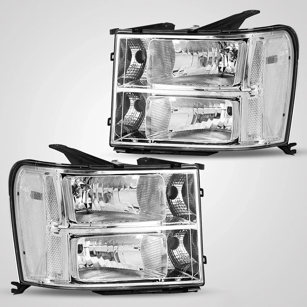 Clear Headlights for GMC Sierra 1500 2500HD 3500HD (2007–2013) LH RH