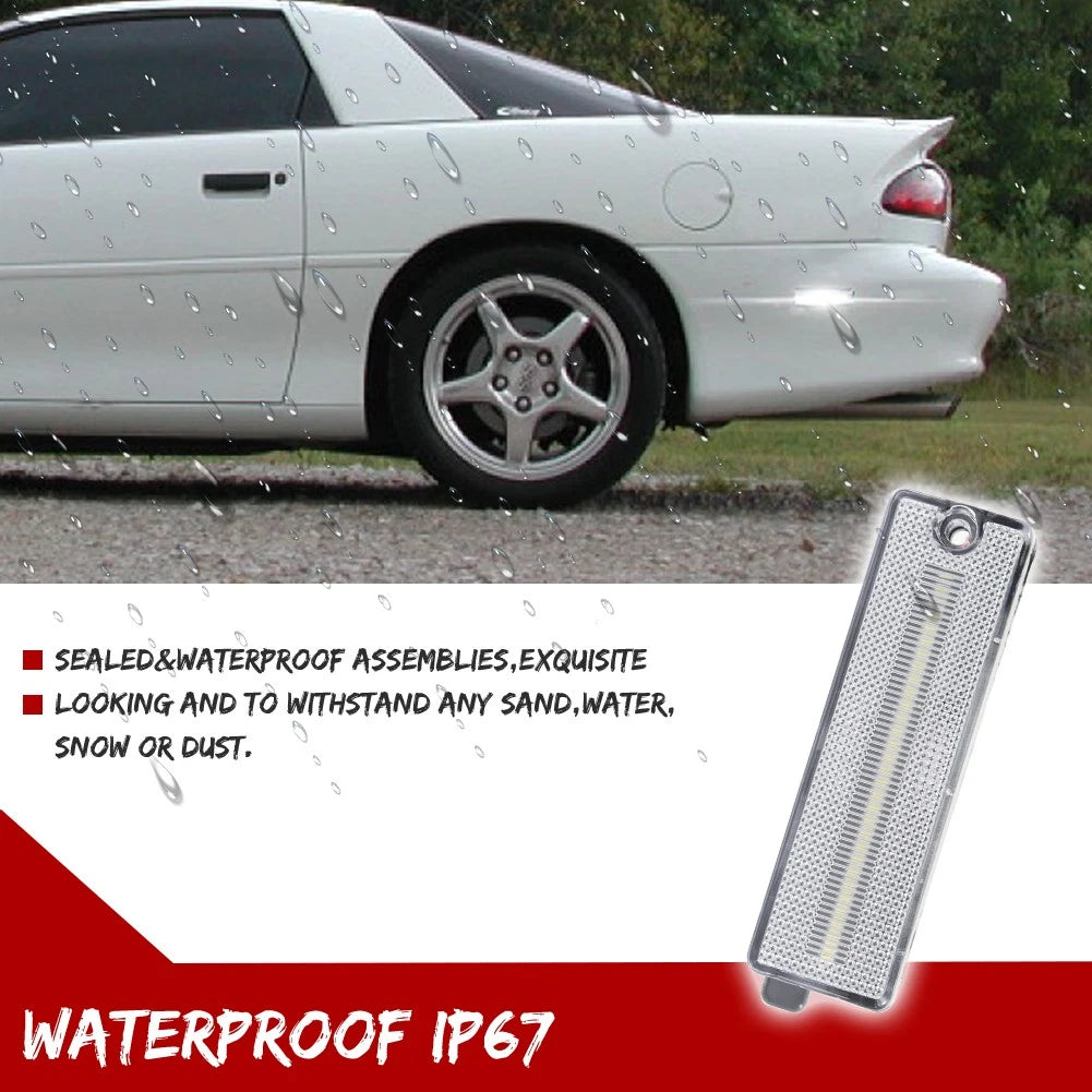 2X Clear Lens White LED Rear Bumper Side Marker Light for Chevy Camaro (1993–2002)