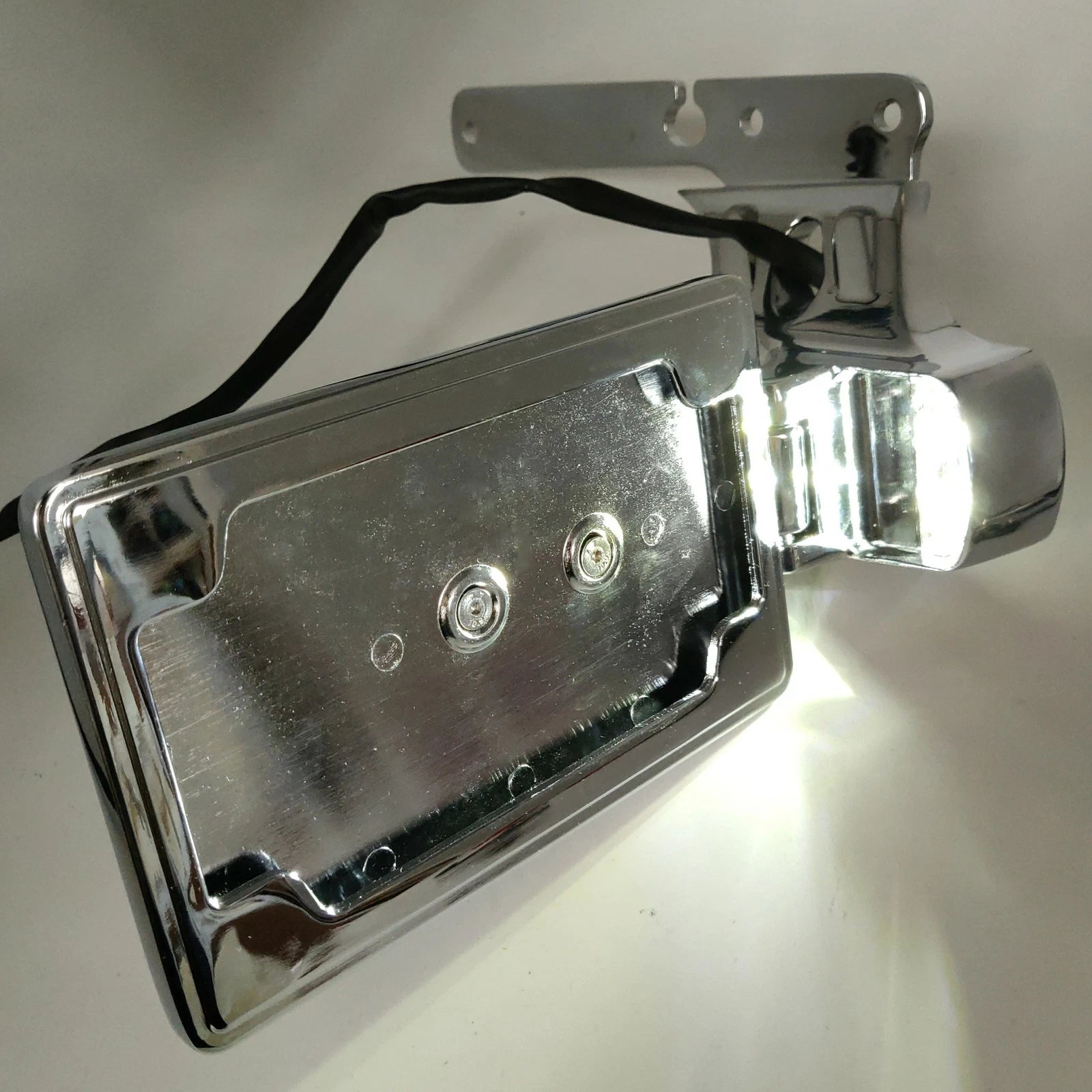 Chrome Skull License Plate Bracket w/ LED for Harley Forty Eight XL1200X (2010–2023)