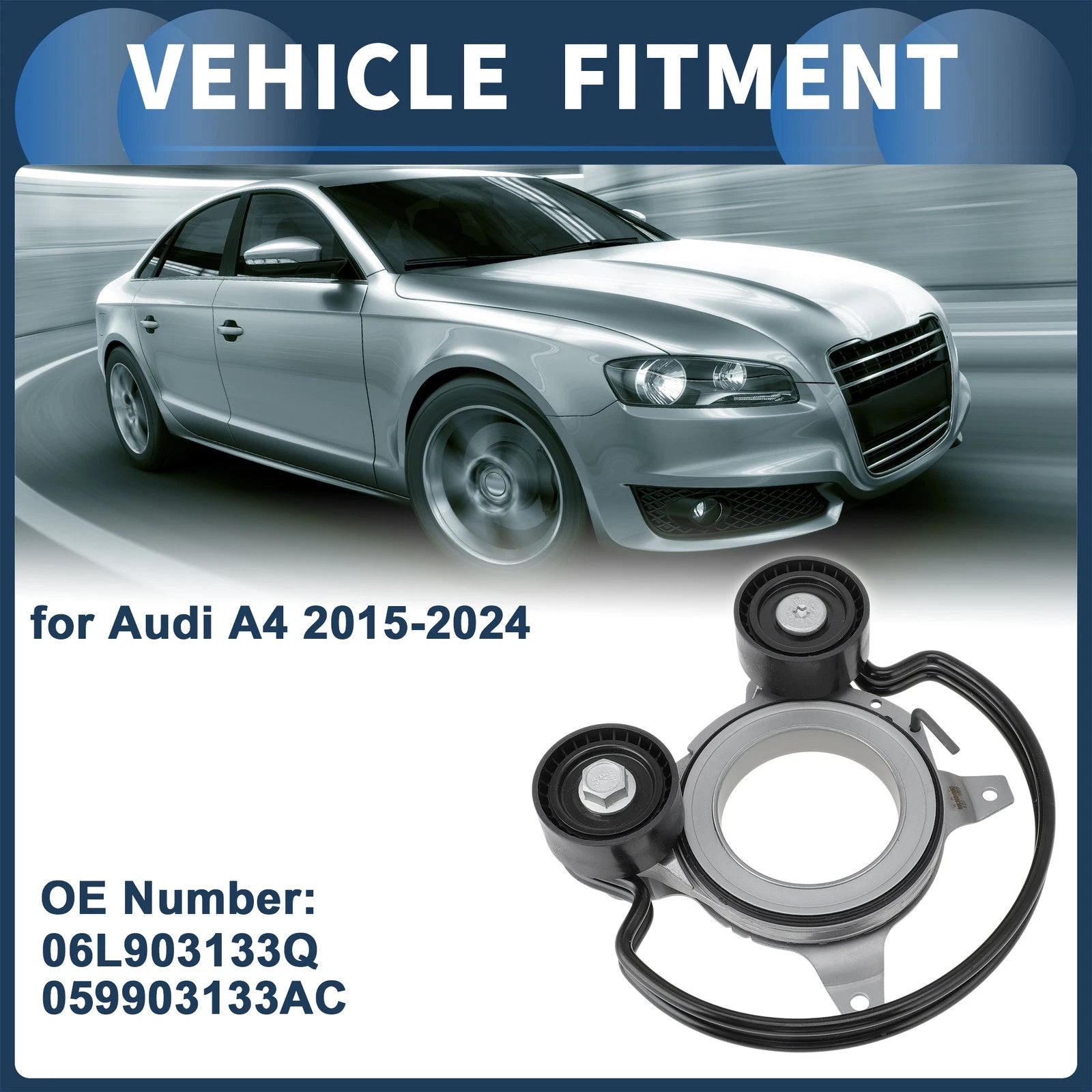 Belt Tensioner for Audi A4 (2015–2024) No. 06L903133Q Metal Plastic