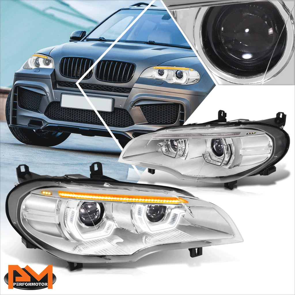 HID Projector Headlights for BMW X5 E70 (2011–2013) w/3D LED Animation Chrome