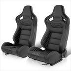 2X Reclinable Vinyl Racing Seats for Universal Fit (21"W X 22"D X 38"H)