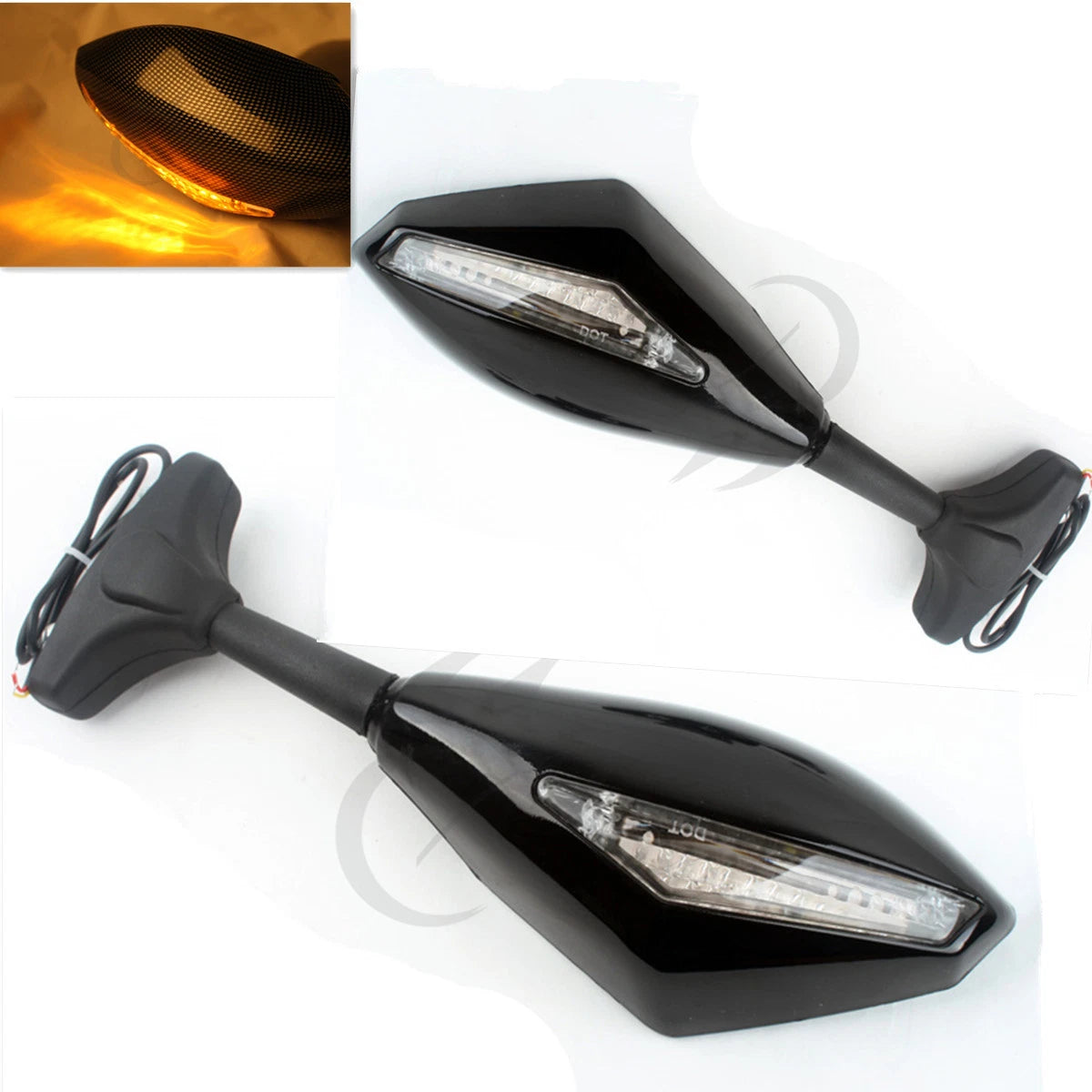 Rear-View Mirrors w/ LED Turn Signals for Honda CBR1000RR CBR600RR (2004–2011)