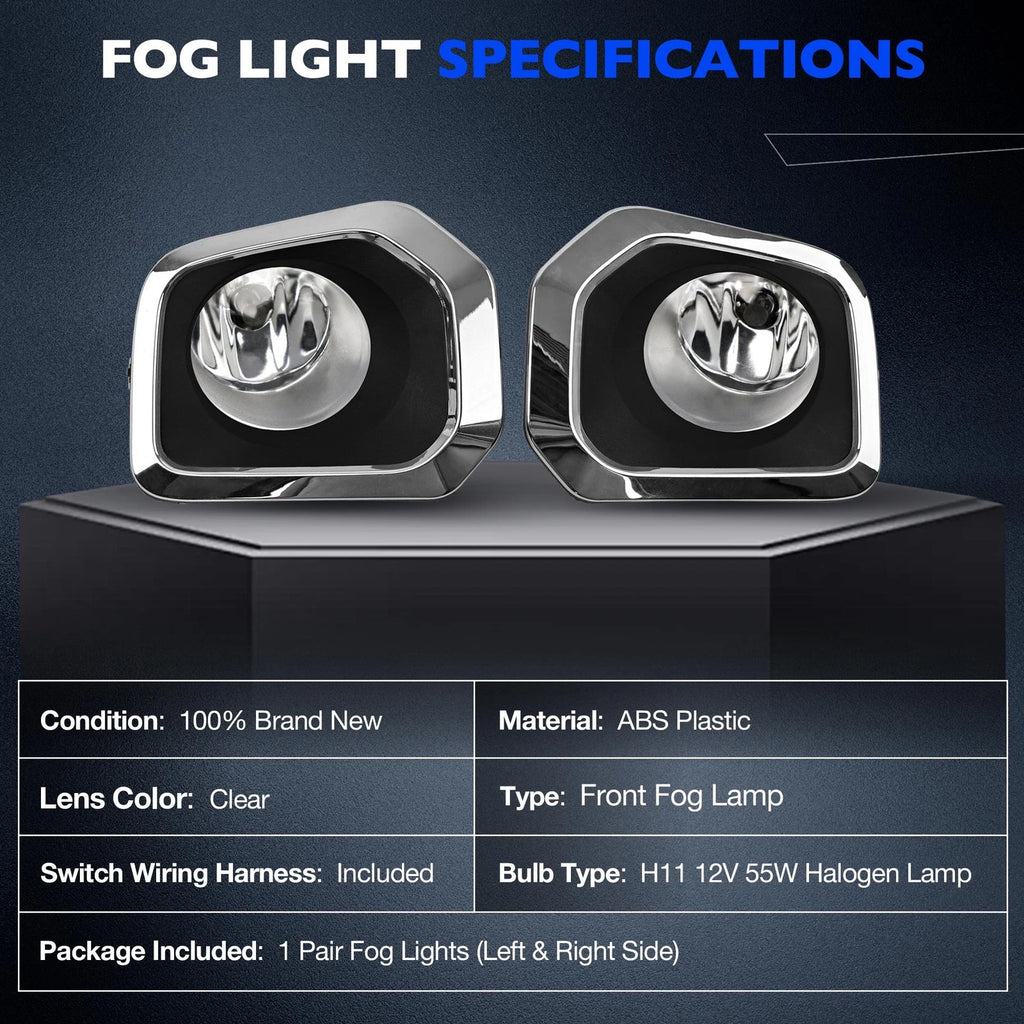 Fog Light Lamp Kit with Chrome Trim for Toyota Tacoma (2016-2023)