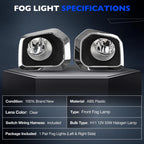 Fog Light Lamp Kit with Chrome Trim for Toyota Tacoma (2016-2023)