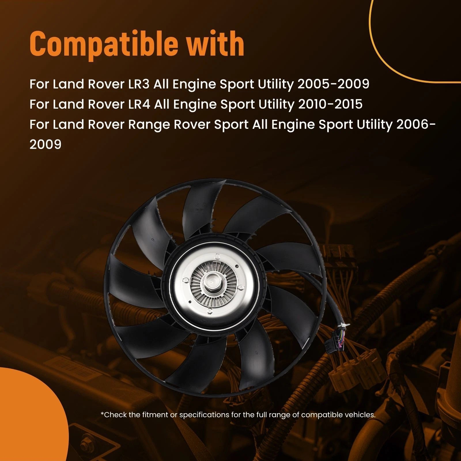 Electric Cooling Fan for Land Rover LR3 LR4 Range Rover Sport (2005–2015)