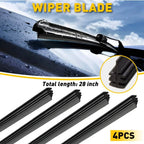 2 Pair Silicone Frameless Wiper Blade Refills for Universal (28")
