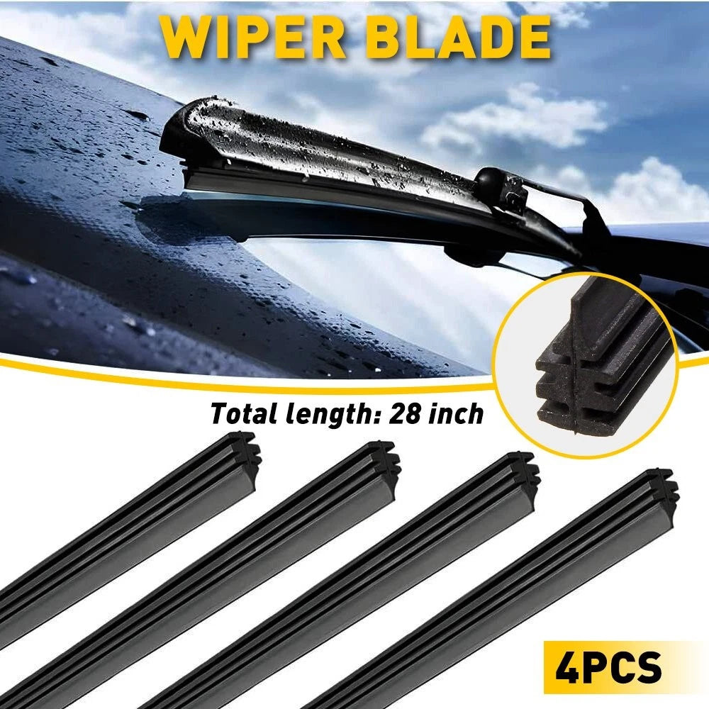 2 Pair Silicone Frameless Wiper Blade Refills for Universal (28")