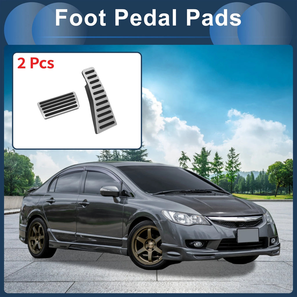 2X Foot Accelerator Pedal Covers for Honda Civic (2006–2009) Silver Tone