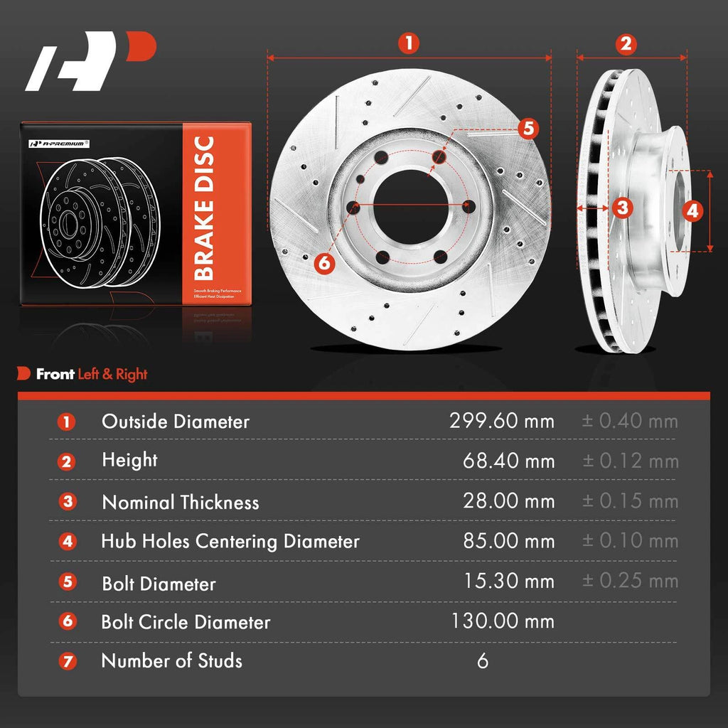 Front Drilled Brake Rotors for Mercedes-Benz Sprinter 2500 (2010–2021)