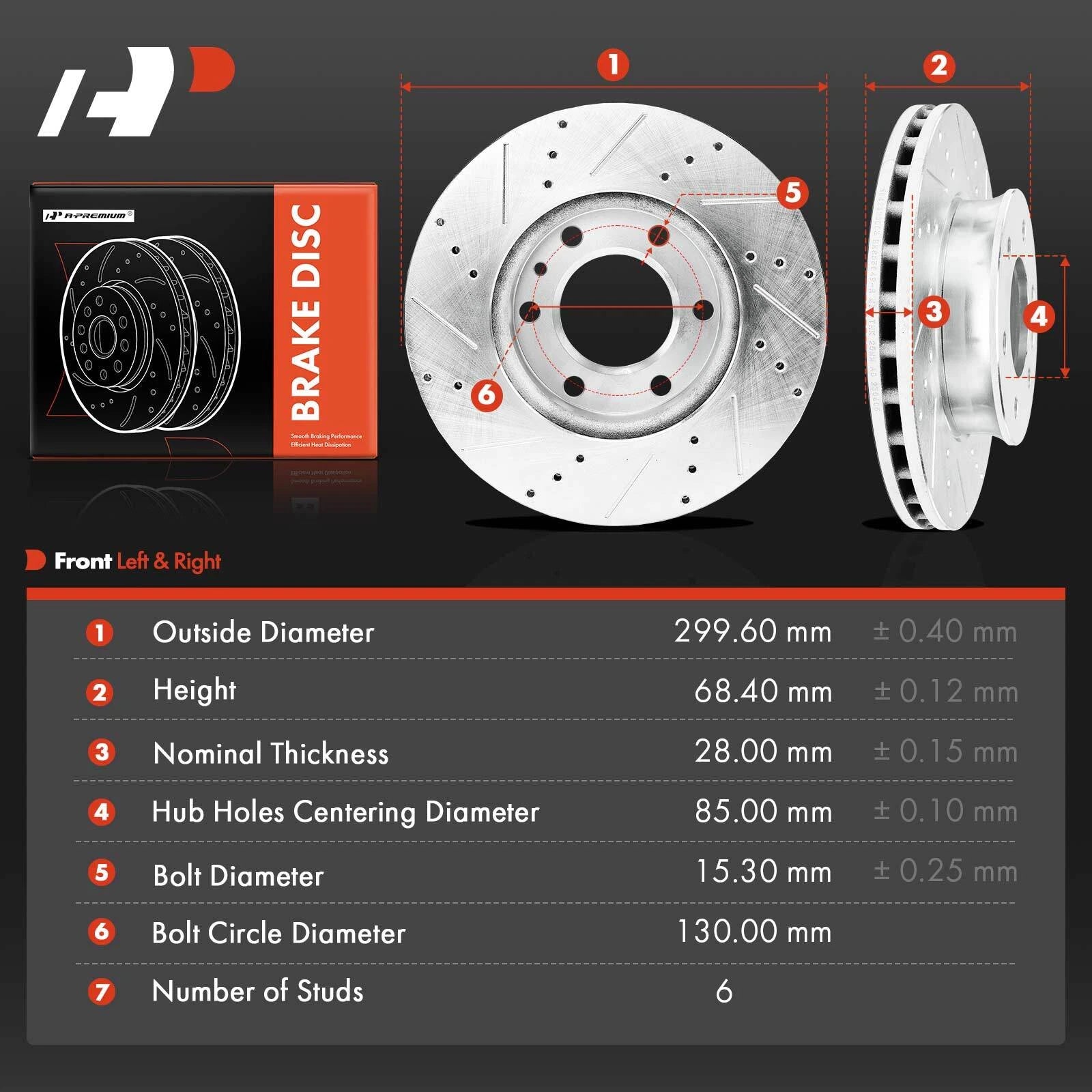Front Drilled Brake Rotors for Mercedes-Benz Sprinter 2500 (2010–2021)