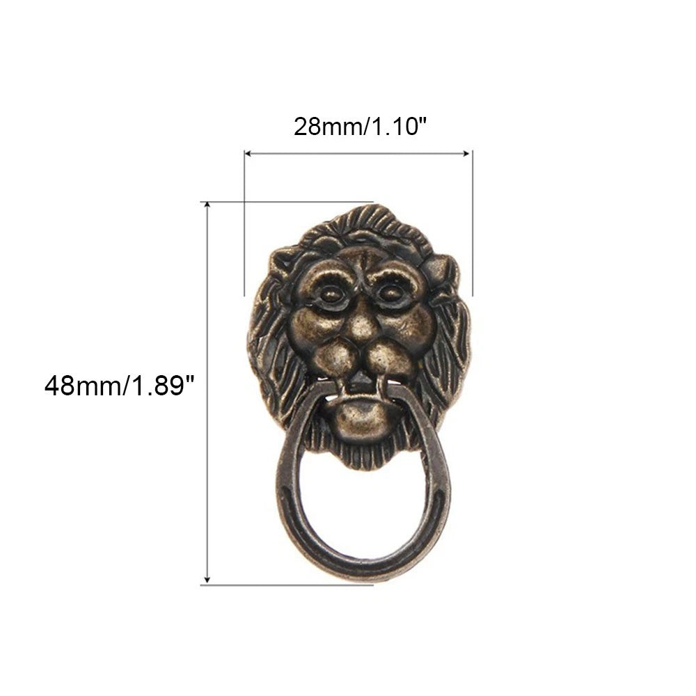 Set of 5 Antique Bronze Lion Head Door Pull Handles 28x48mm