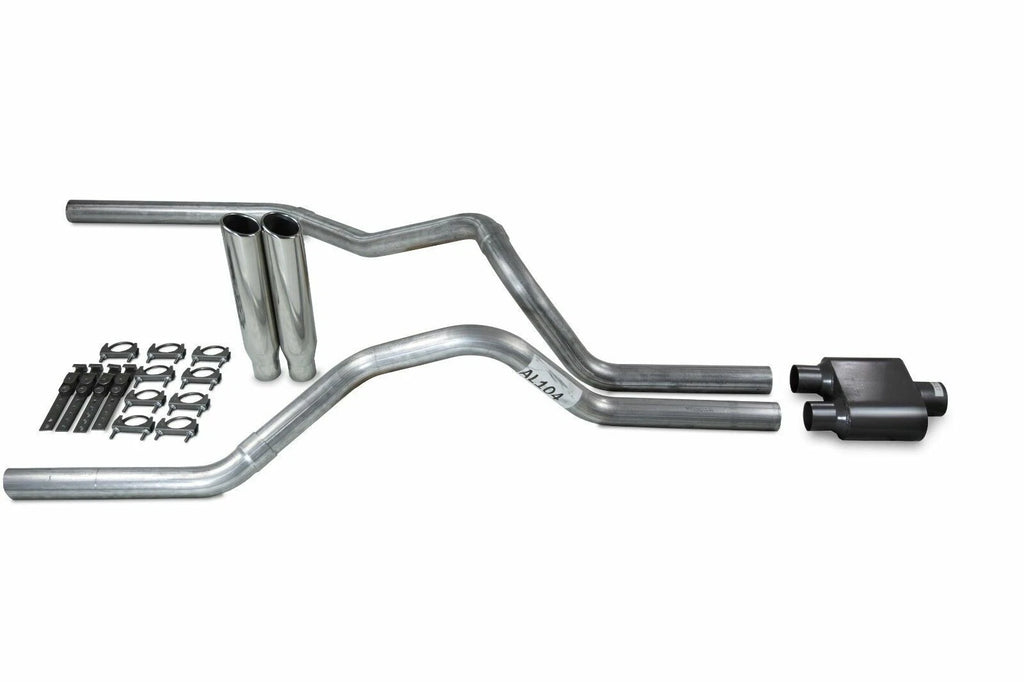 2.5" Dual Exhaust Kit for Ford F150 (2021–2025) 1 Chamber Muffler, Clamp on Tips