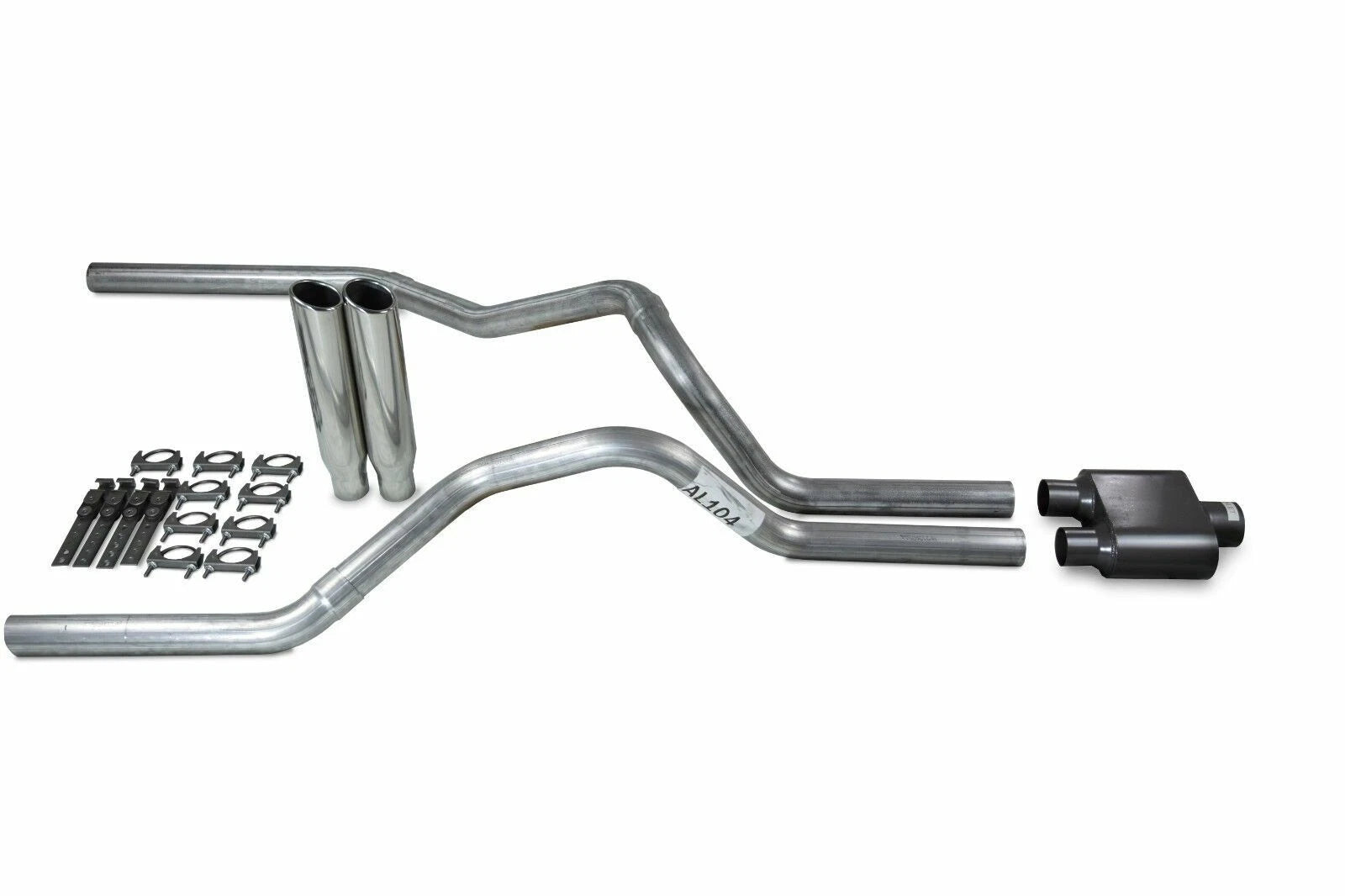 2.5" Dual Exhaust Kit for Ford F150 (2021–2025) 1 Chamber Muffler, Clamp on Tips