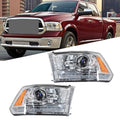 Set of 2 Projector Headlights with LED DRL for Dodge Ram 1500 (2009–2018)