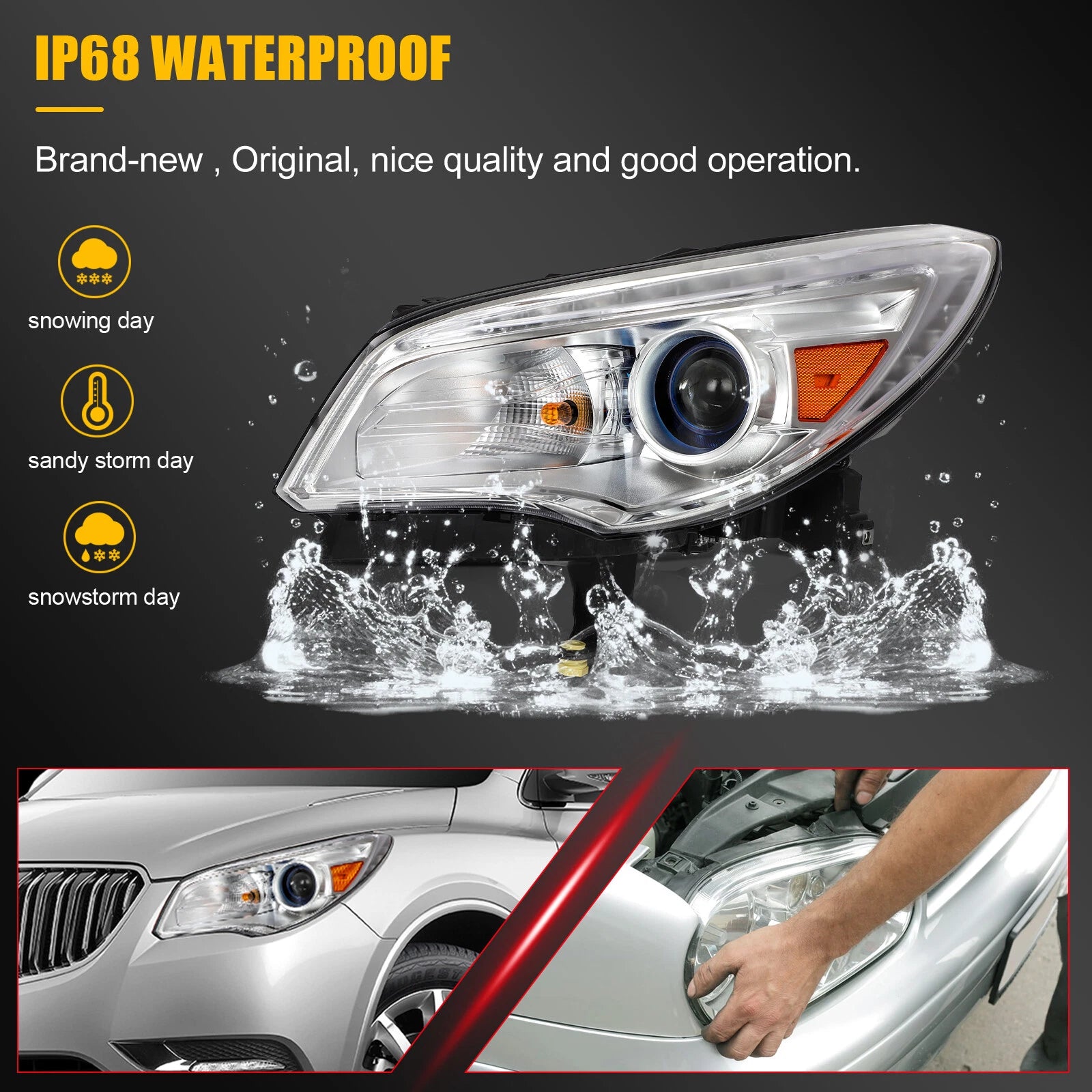LED DRL Left Side Headlight Assembly for Buick Enclave (2013–2017)