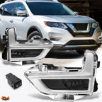 Smoked Lens Fog Lights + Silver Bezel + Switch for Nissan Rogue (2017–2018)