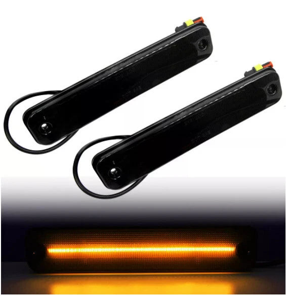 4X Smoked LED Side Marker Light for Hummer H2 (2003–2009) Front+Rear Amber+Red
