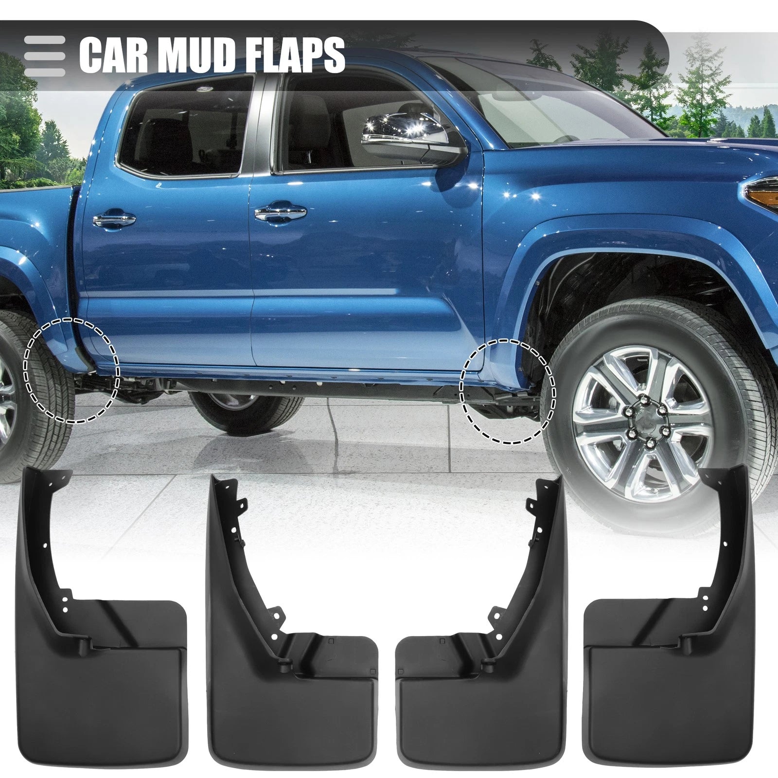Set of 4 Mud Flaps Splash Guards for Dodge Ram (2009–2018)