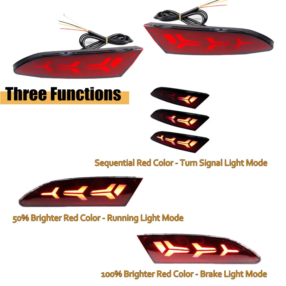 Red LED Rear Reflector Tail Lights for Ford Focus (2012–2014)