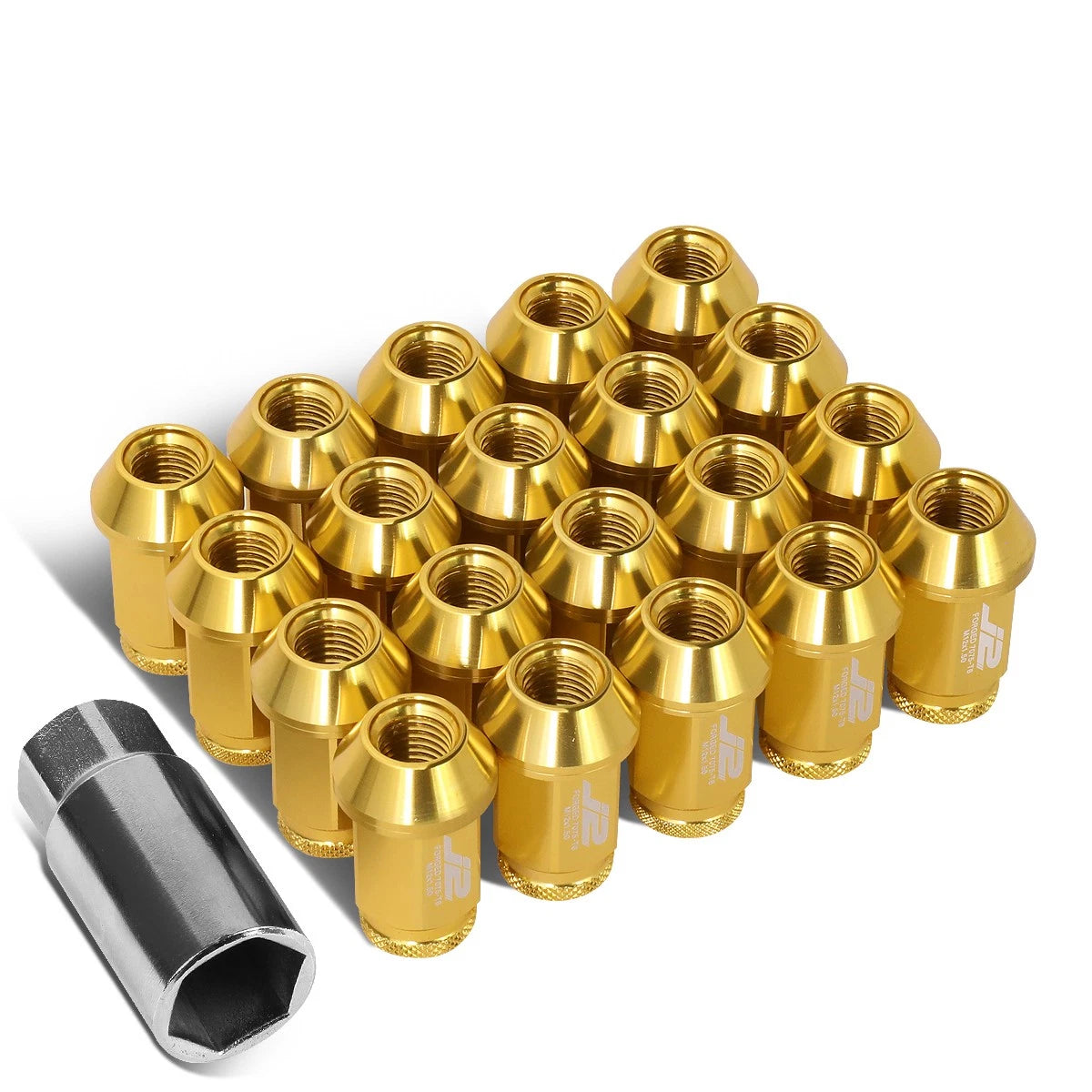 Set of 20 J2 7075 Forged Aluminum M12x1.5 Open-End Lug Nuts for Universal