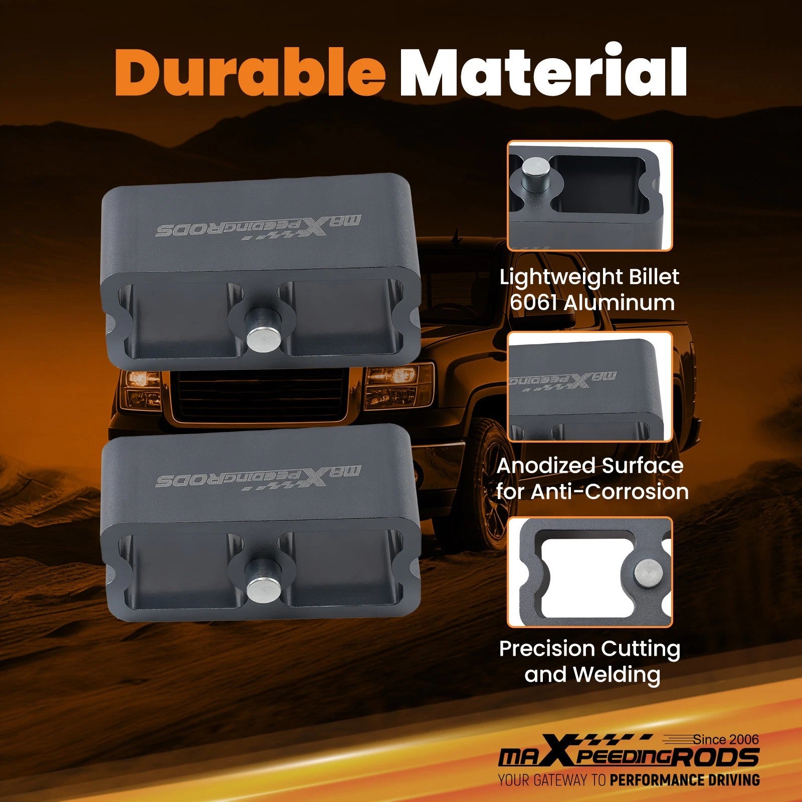Set of 2 Rear Lowering Blocks for S-10 Blazer Jimmy Sonoma (1982–2004)