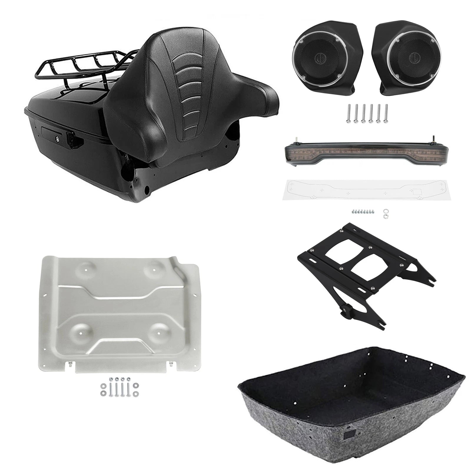 Trunk Pad Mount Rack Tail Light Speakers Plate for Harley Touring (2014–2026)