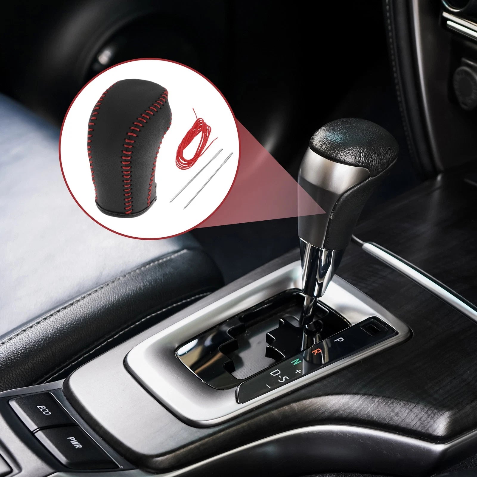 Gear Shift Knob Cover for Hyundai Tucson (2015–2018) Black Red