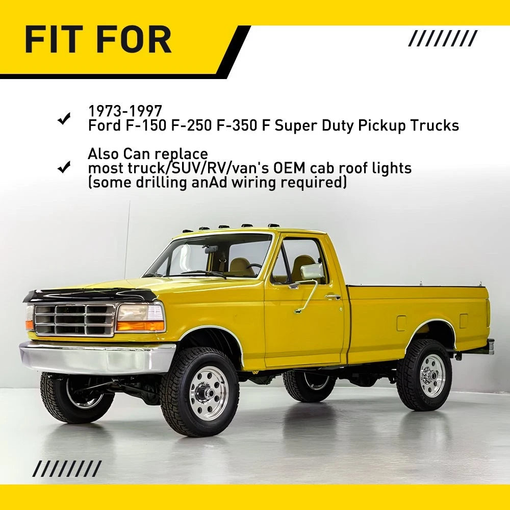 10 Smoke Amber LED Cab Roof Marker Lights for Ford F150 F250 (1980–1997)