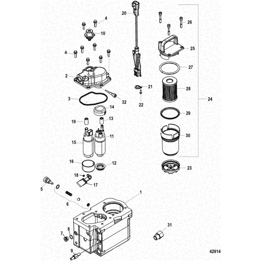 Cool Fuel Filter Kit 35-8M0093688 & 8M0204703 for Mercury MerCruiser (Gen 3)