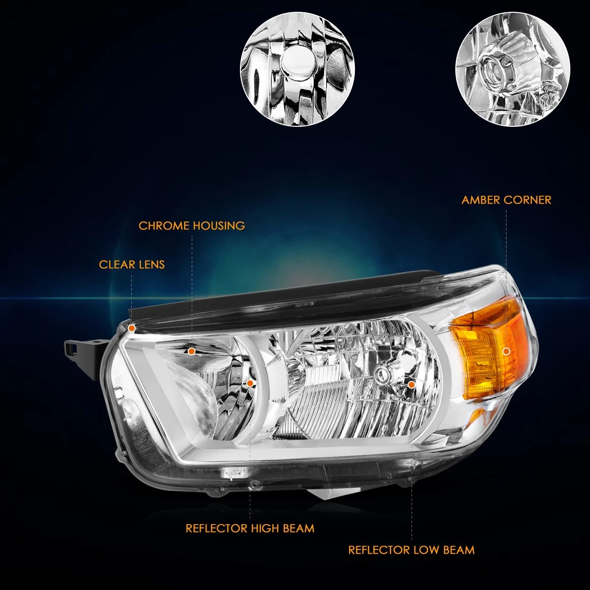 Left Side Headlight for Toyota 4Runner Limited SR5 (2010–2013) Chrome