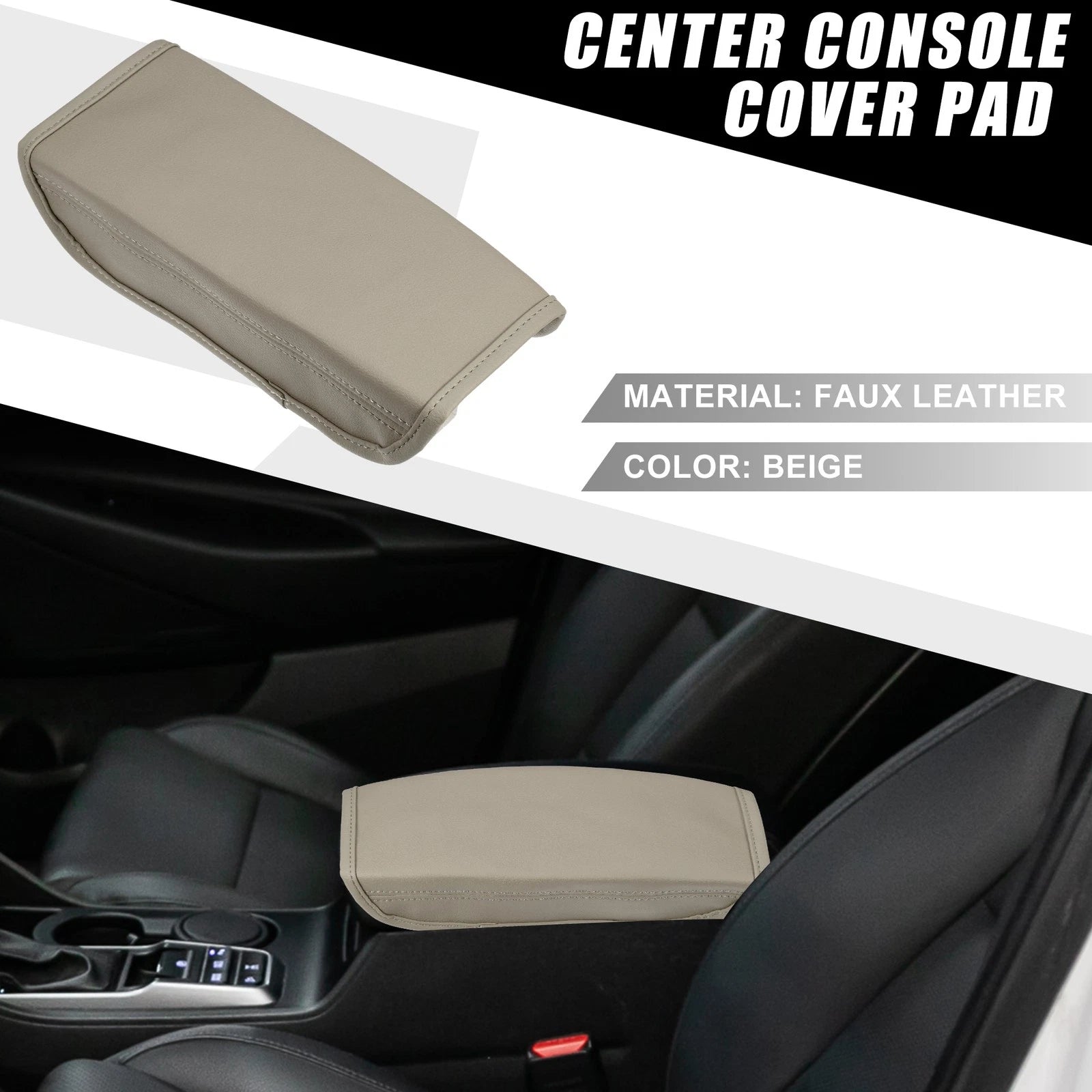 Center Console Cover Pad for Hyundai Tucson (2022–2023) Faux Leather Beige