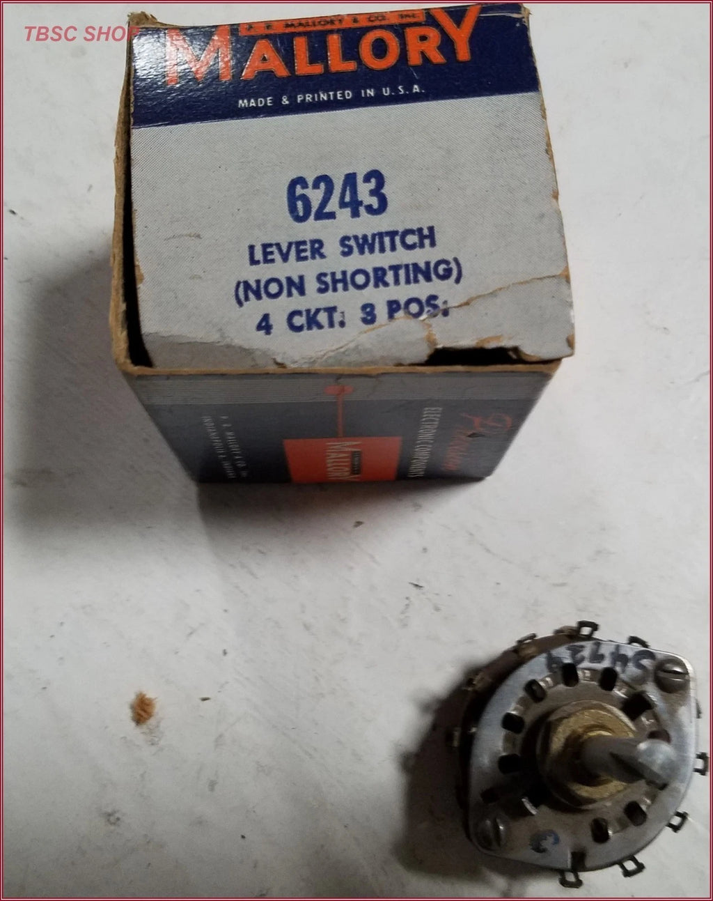 Mallory 6243 3-Way Lever Switch for Vintage Applications (NOS)