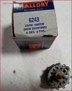 Mallory 6243 3-Way Lever Switch for Vintage Applications (NOS)