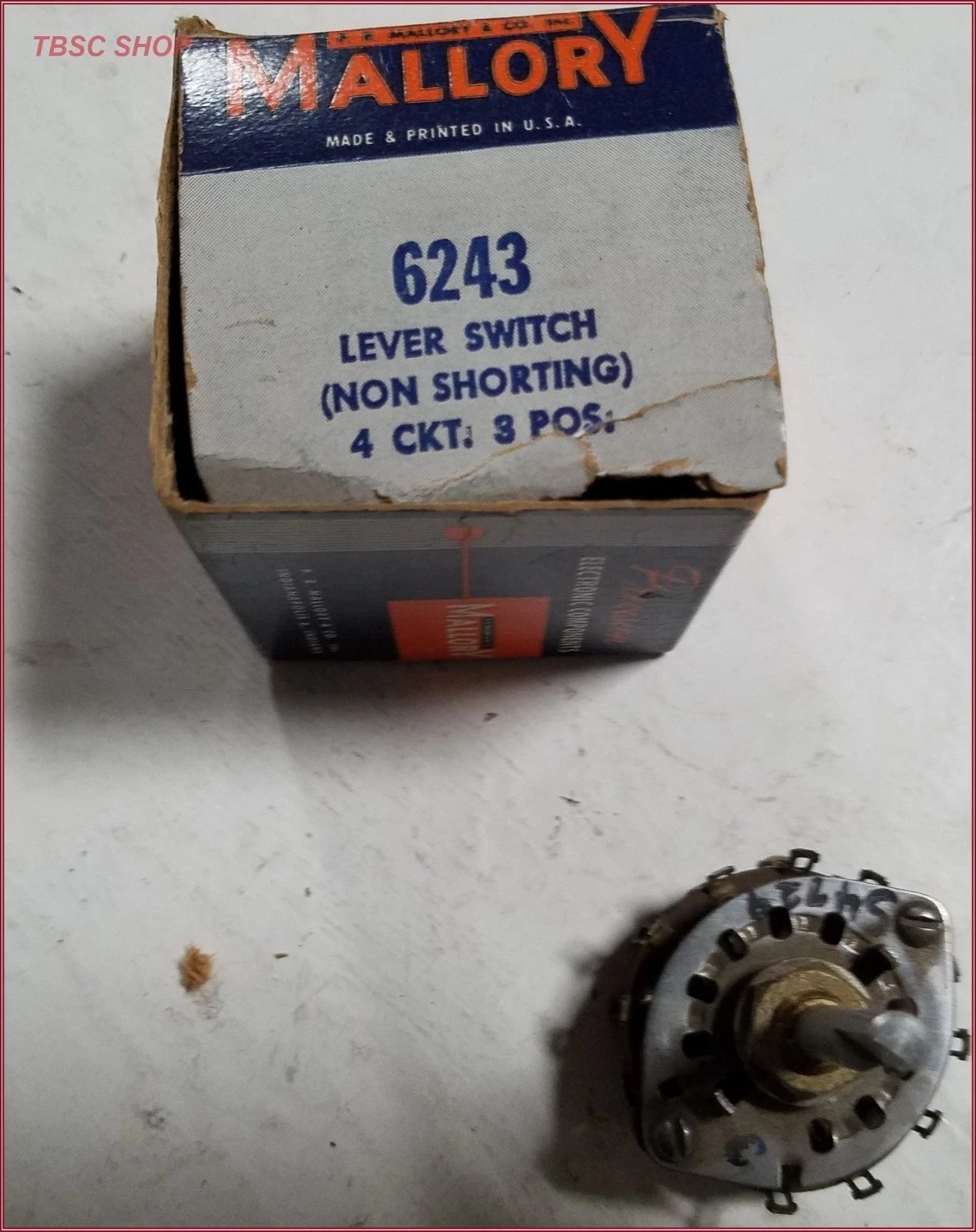 Mallory 6243 3-Way Lever Switch for Vintage Applications (NOS)