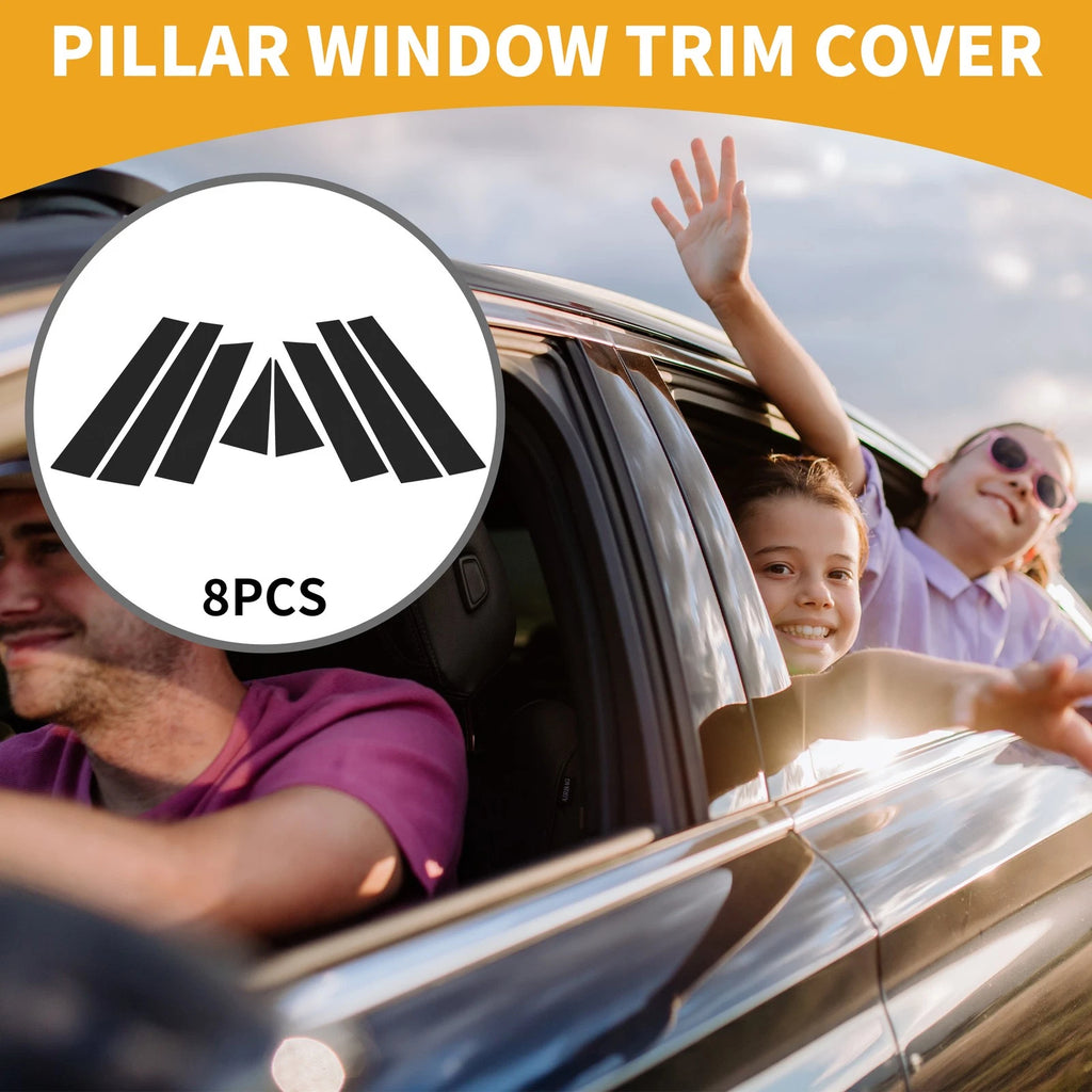 8 Pcs Door Pillar Window Trim for Nissan X-Trail (2013–2020) Black