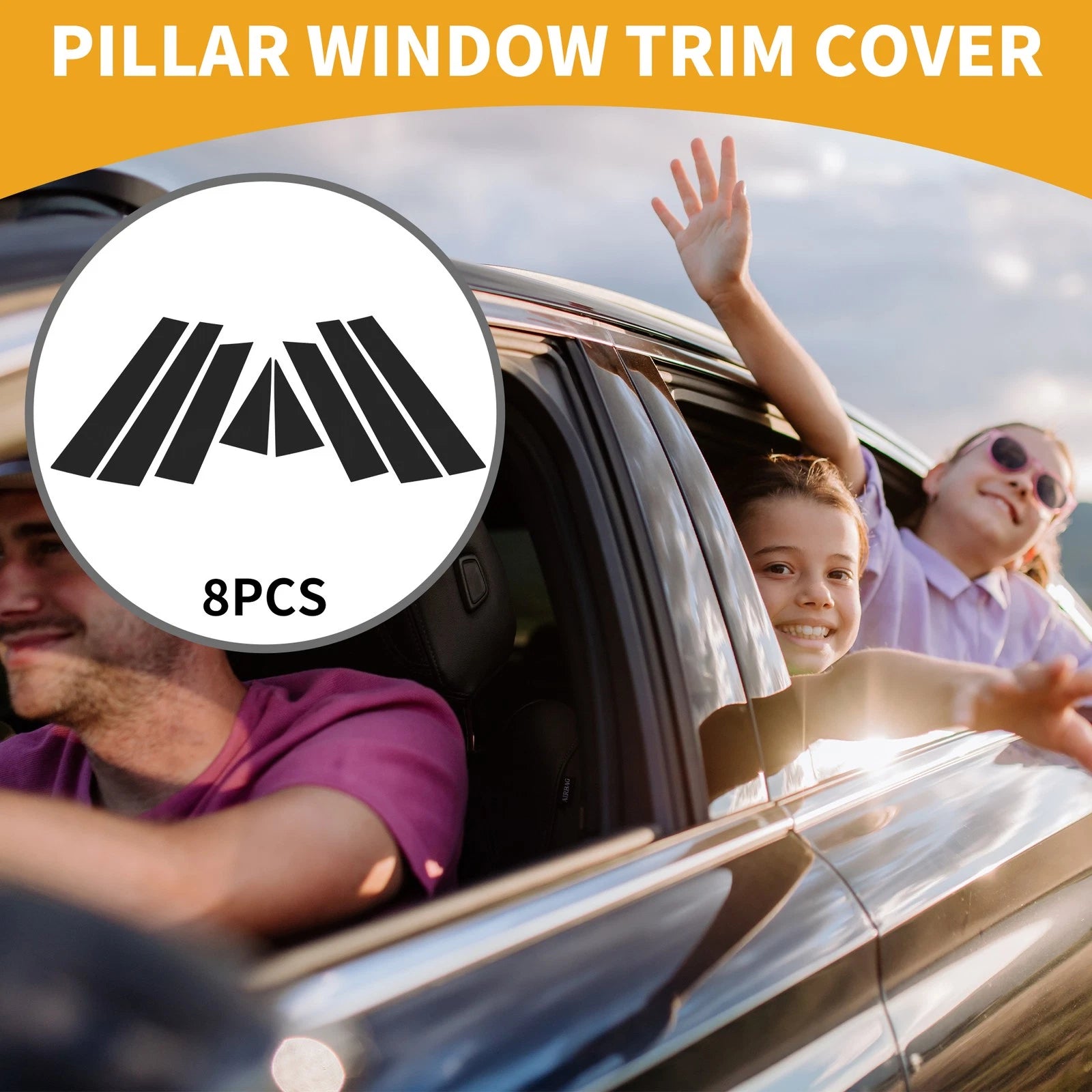 8 Pcs Door Pillar Window Trim for Nissan X-Trail (2013–2020) Black