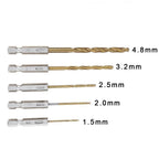 5pcs Titanium Drill Bit Set for Hex Drill (1/4 Inch)