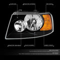 Left Side Headlight for Ford Expedition (2003–2006) OE Style Black Amber
