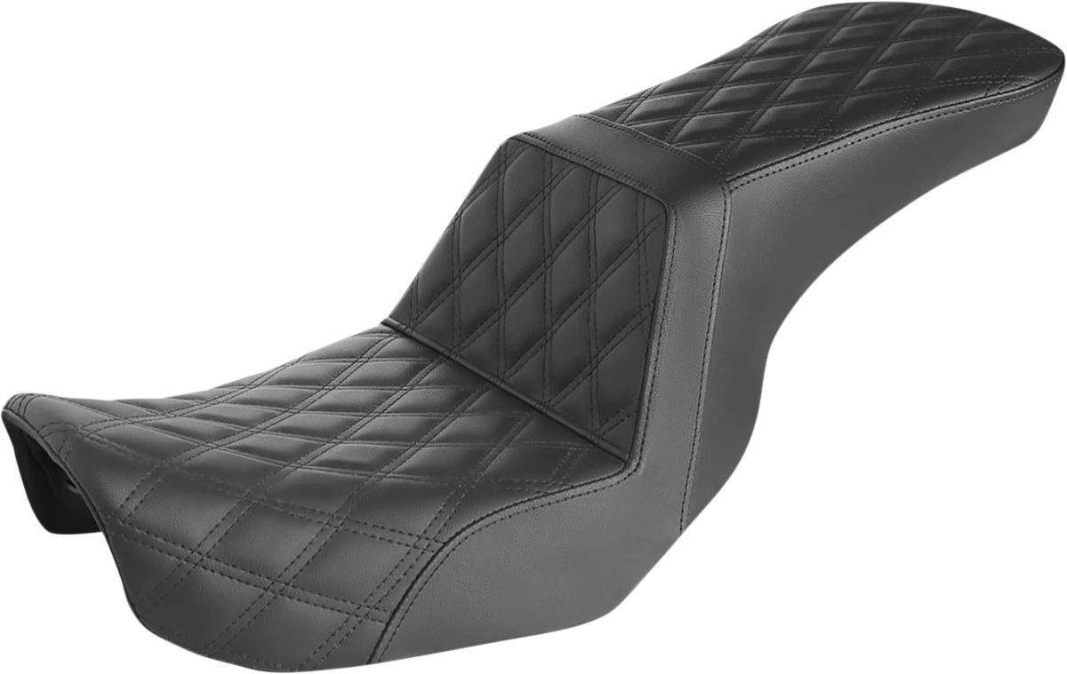 SADDLEMEN Step-Up Seat for Dyna (806-04-195) - Full Lattice Stitch - Black