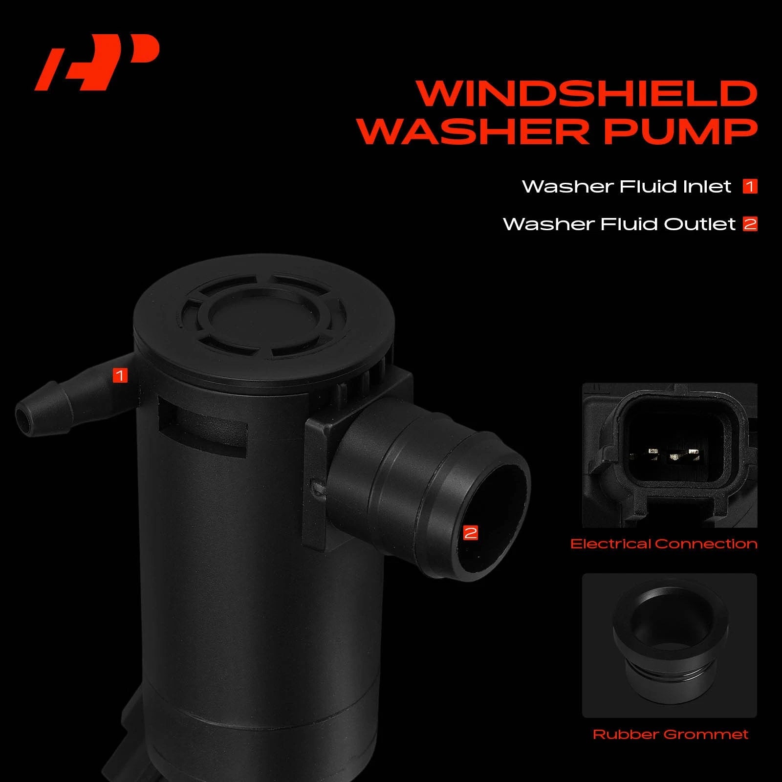 Windshield Washer Pump with Rubber Grommet for Ford Escape Mazda Tribute (2001-2012)