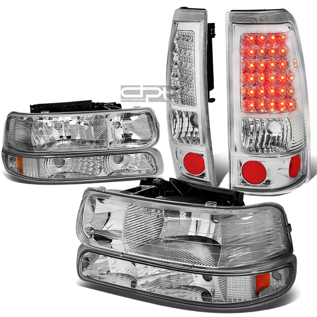 Chrome Crystal Headlight & LED Brake/Tail Light for Silverado (1999–2002)