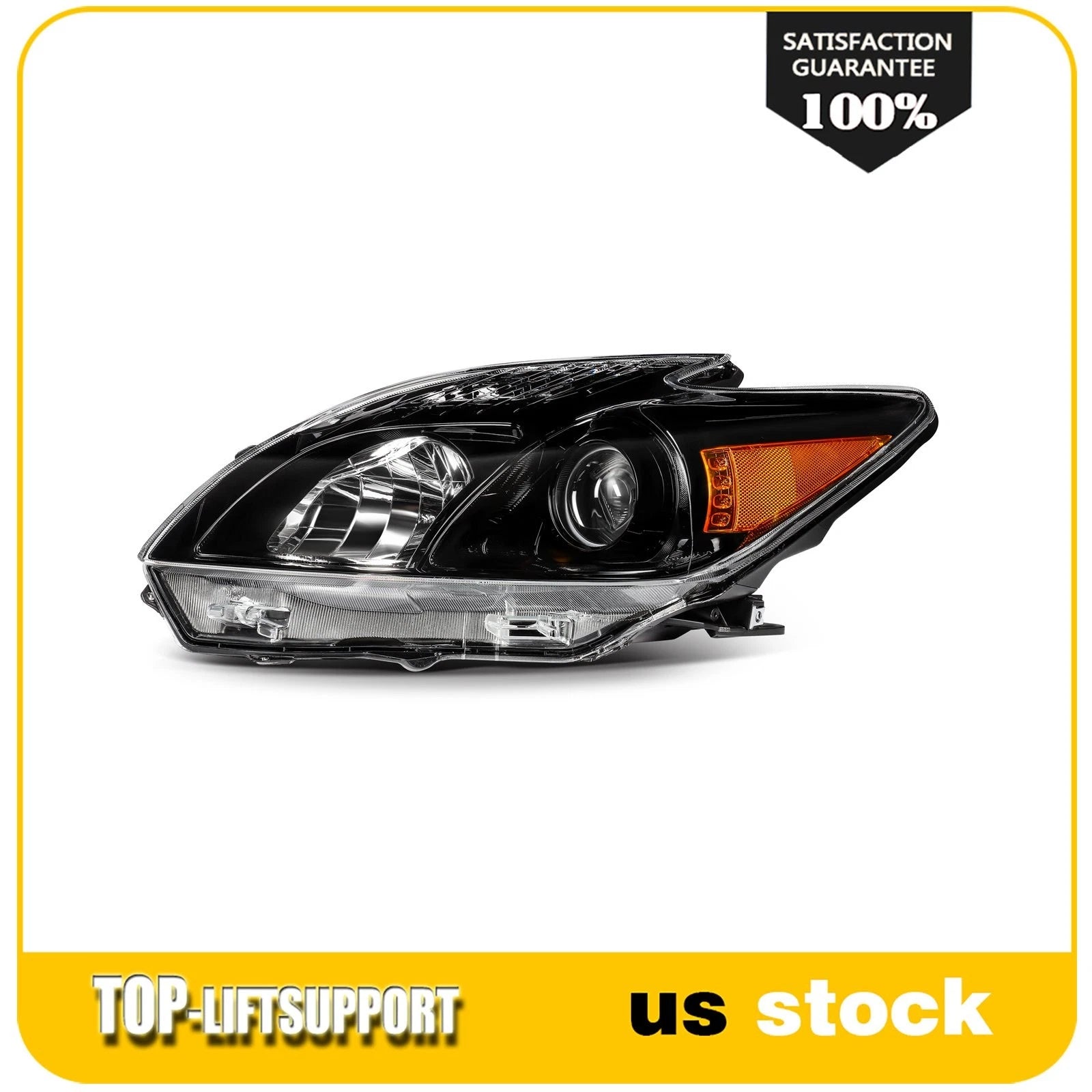 2X Headlight Assembly for Toyota Prius (2010–2011) Black Projector