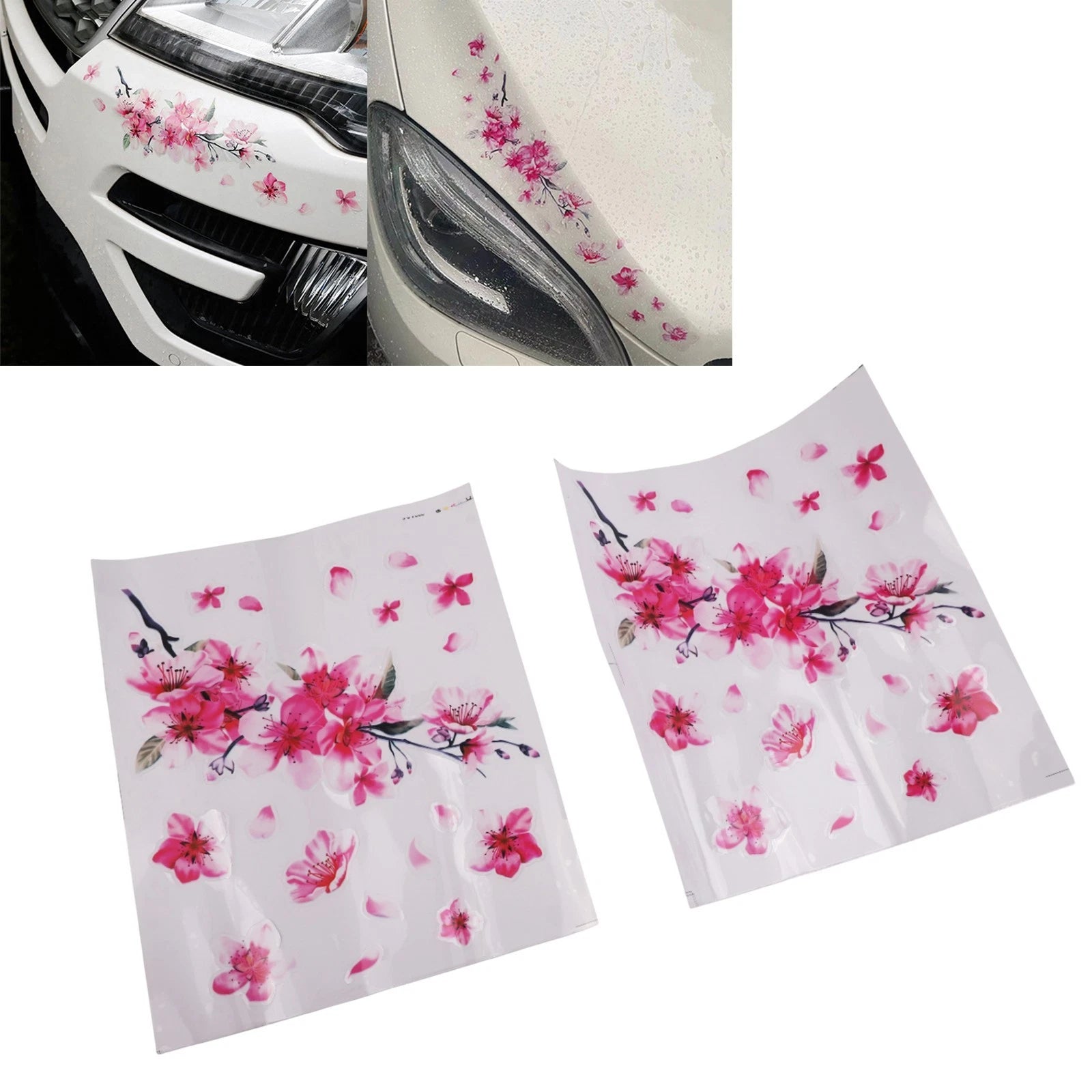 Set of 2 Cherry Blossom Vinyl Decals for Cars and Motorcycles