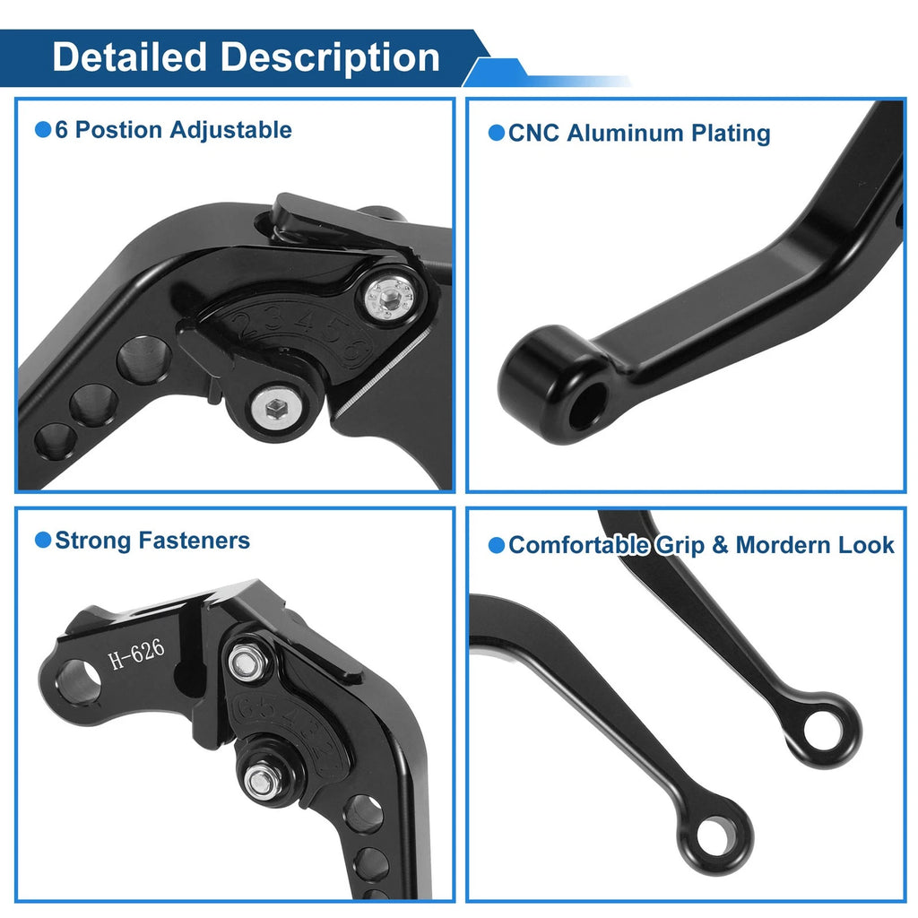 Long Brake Clutch Levers for Honda CB919 (2002–2007) Black 1 Pair