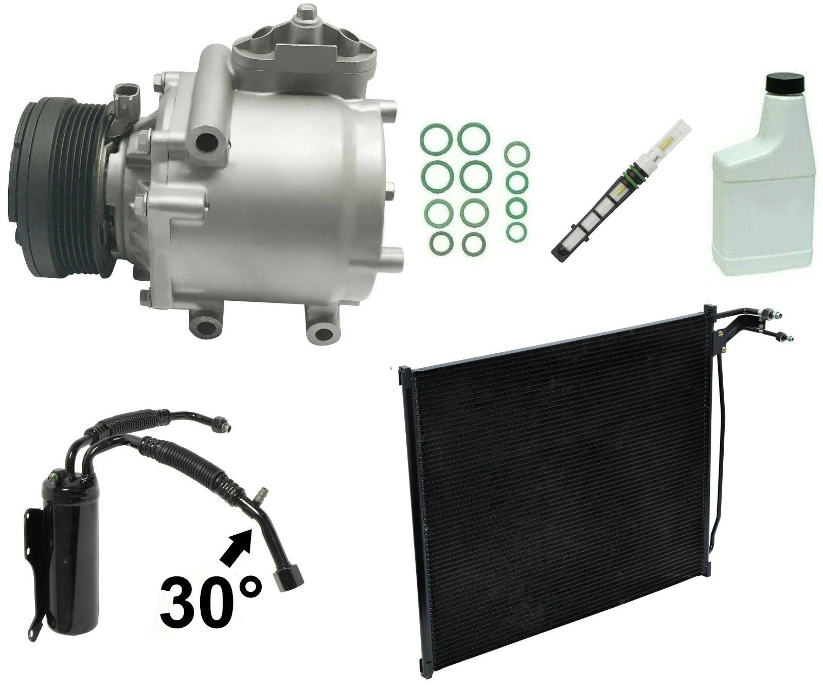 AC Compressor Kit Replacement with Condenser for Toyota Hilux (2011-2015)