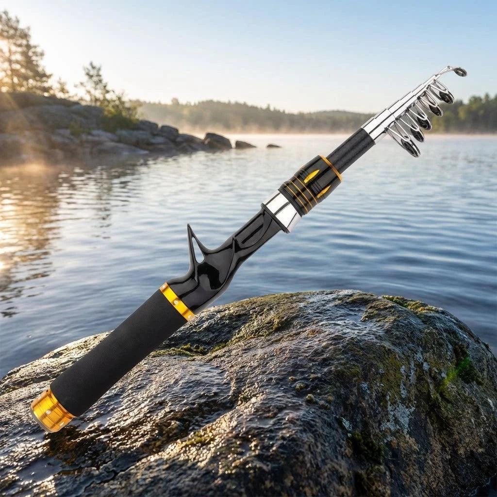 Telescopic Fishing Rod Set of 3 Medium Power 1.6m 1.8m 2.1m Travel Rod